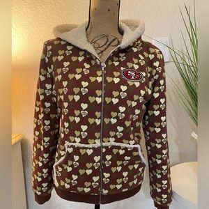 NFL Women’s Fleece 49ers multi color hearts. M